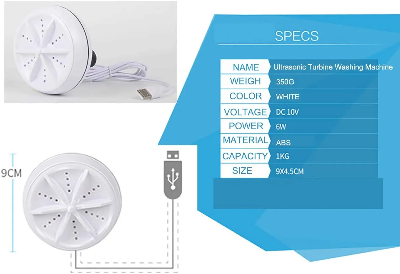 2 in 1 Ultrasonic Portable Turbo Washing Machine