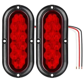 2-Pieces: Oval LED Brake Light 10 LED Lamp Stop Turn Tail Light