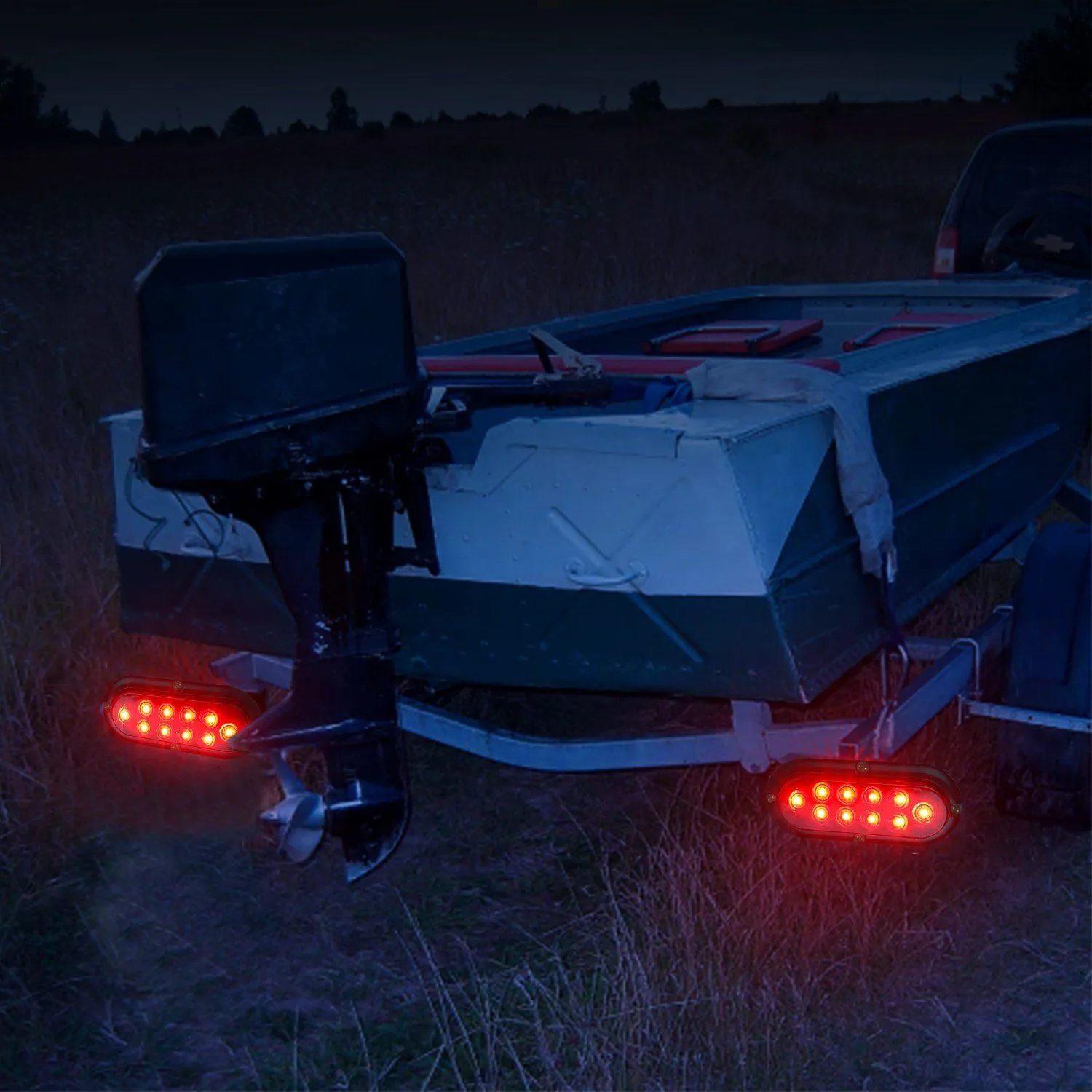 2-Pieces: Oval LED Brake Light 10 LED Lamp Stop Turn Tail Light