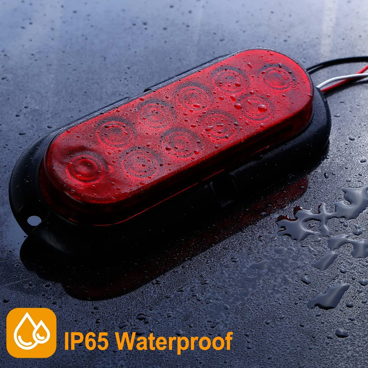 2-Pieces: Oval LED Brake Light 10 LED Lamp Stop Turn Tail Light