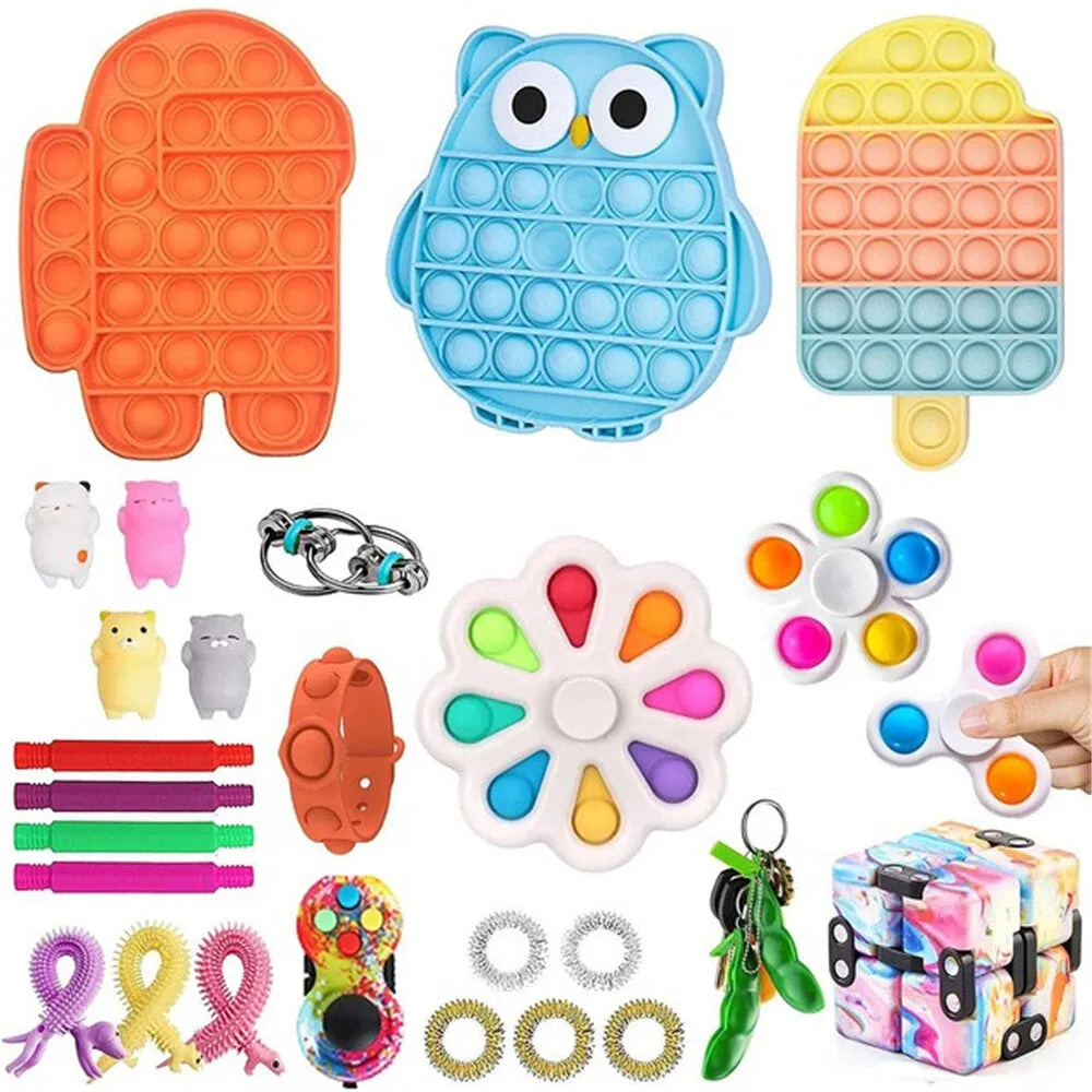 29pcs Fidget Antistress Toy Set Decompression Artifact Adults Children Squishy Sensory Antistress Relief Bubble Puzzle Toys Creative Gifts