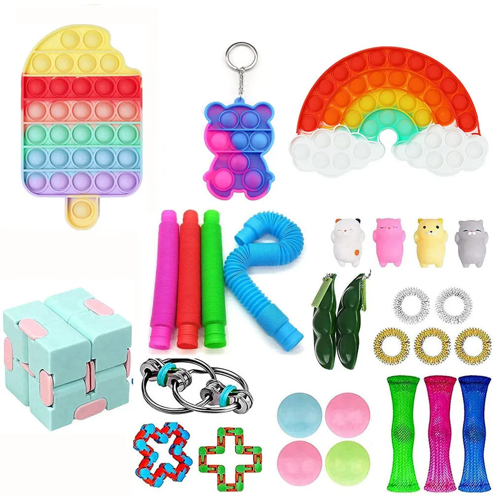 29pcs Fidget Antistress Toy Set Decompression Artifact Adults Children Squishy Sensory Antistress Relief Bubble Puzzle Toys Creative Gifts