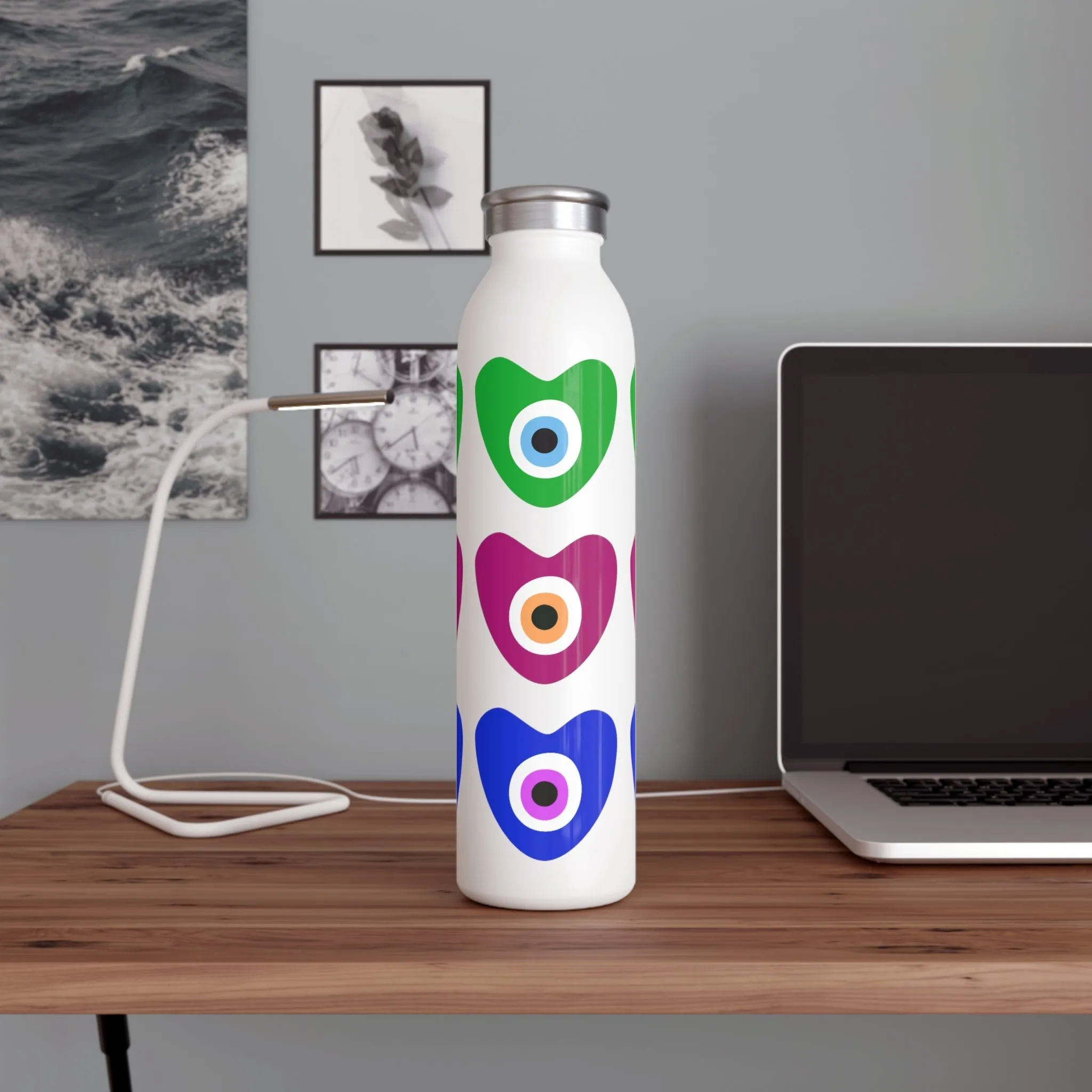 3 Colored Hearts Water Bottle