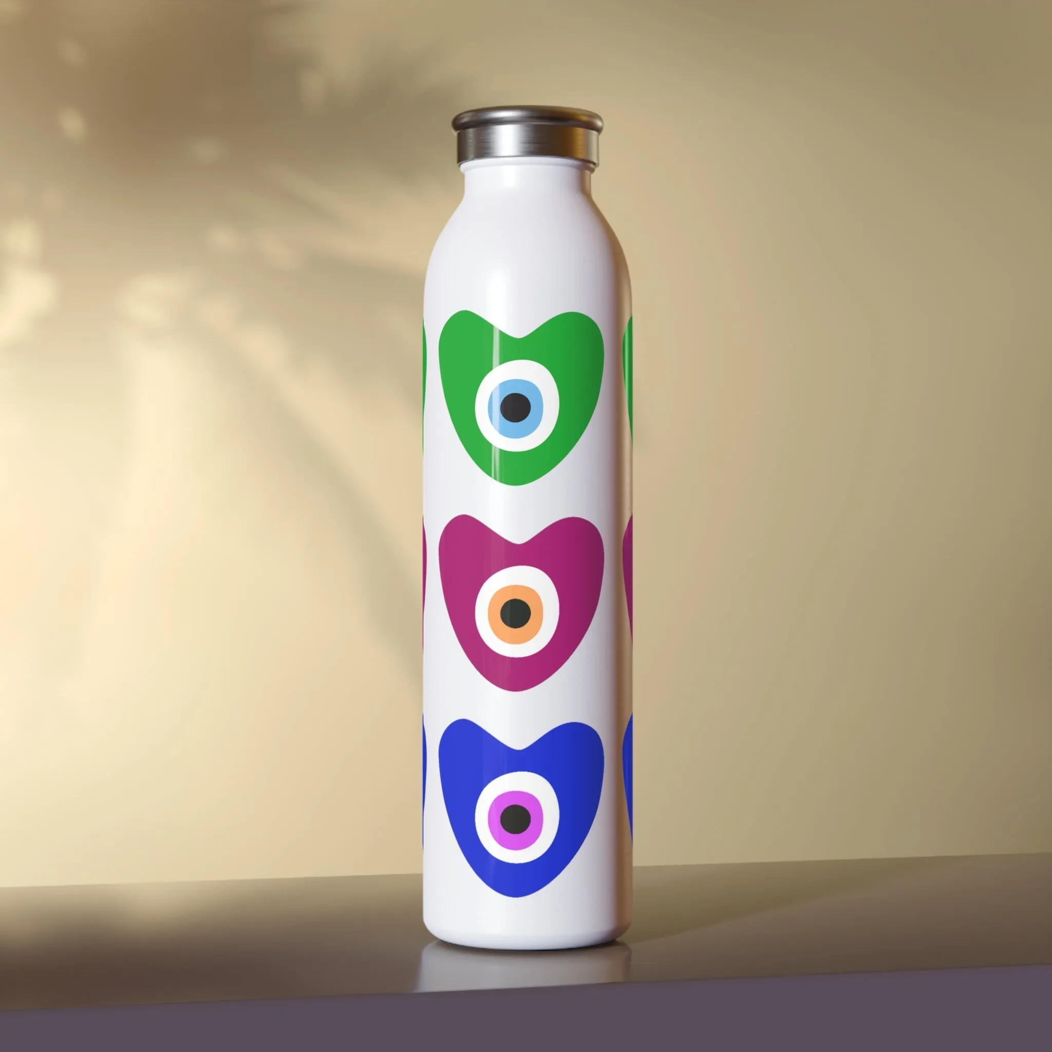 3 Colored Hearts Water Bottle