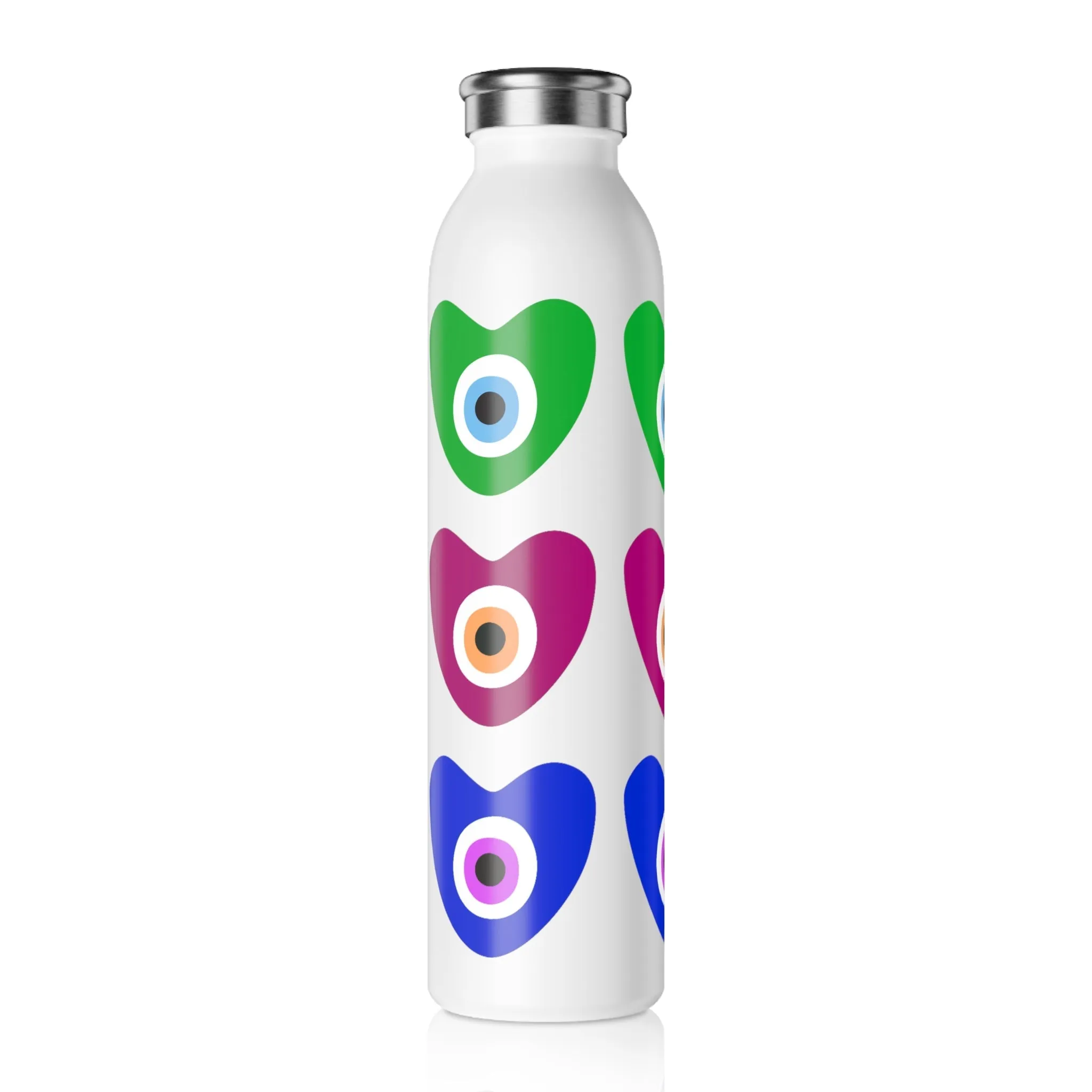 3 Colored Hearts Water Bottle
