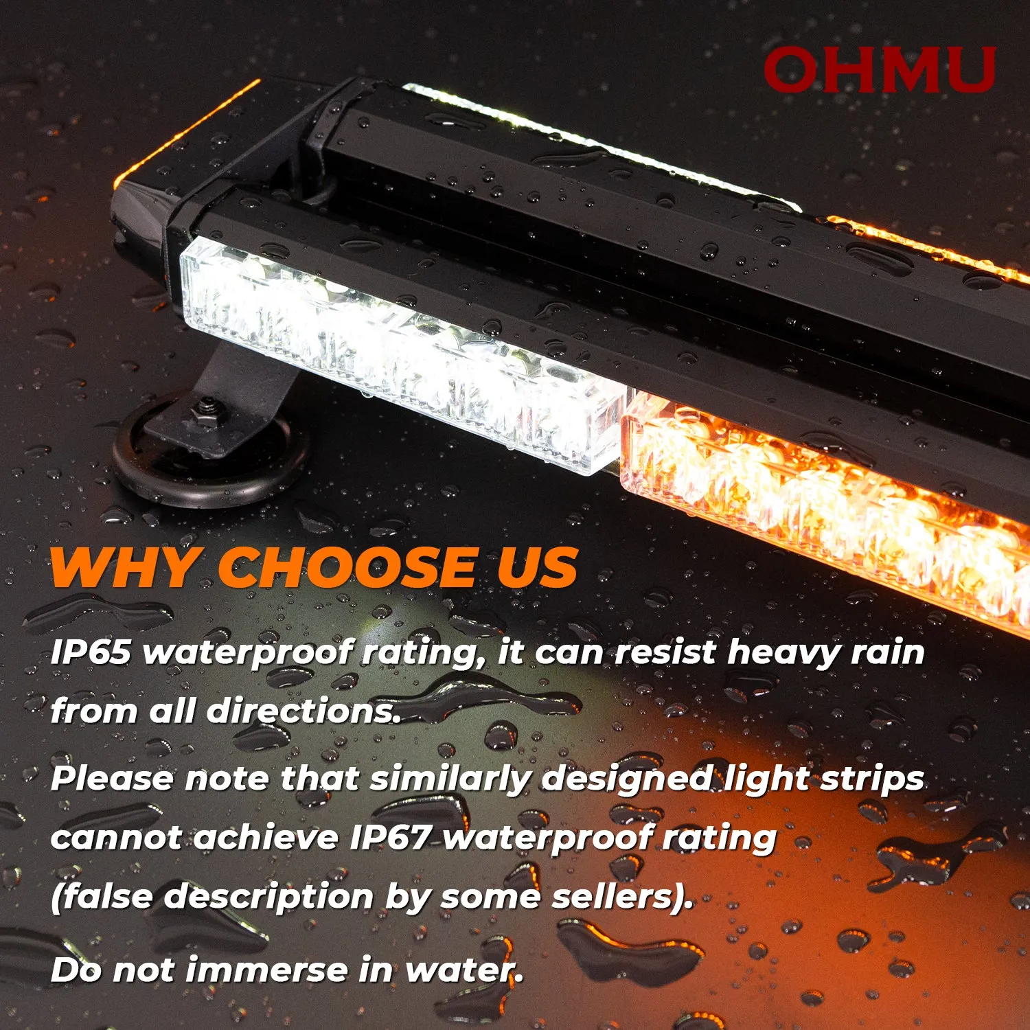 37.5" LED Strobe Light Bar Double Side Flashing with Magnetic Base