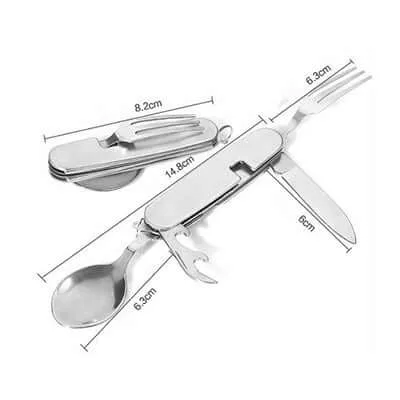 4 in 1 Multifunction Stainless Steel Foldable Travel Cutlery