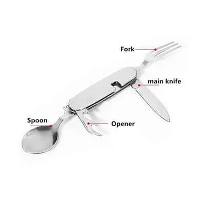 4 in 1 Multifunction Stainless Steel Foldable Travel Cutlery