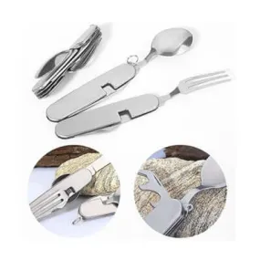 4 in 1 Multifunction Stainless Steel Foldable Travel Cutlery