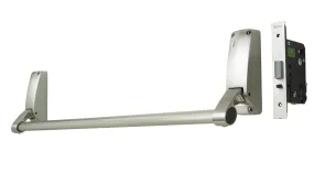 40TC00089. BRITON 379.N.SE Push Bar Panic Exit with Nightlatch, Silver