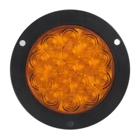 4" Amber Round Tail/Turn Led Light With 16 Sq Leds, Amber Lens And Steel Flange Mount | F235439