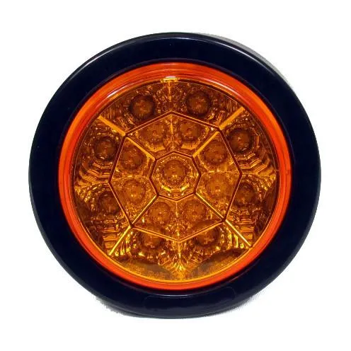 4" Amber Round Tail/Turn Led Light With 17 Leds, Amber Lens And Chromed Reflector | F235111