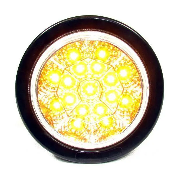 4" Amber Round Tail/Turn Led Light With 17 Leds, Clear Lens And Chromed Reflector | F235113