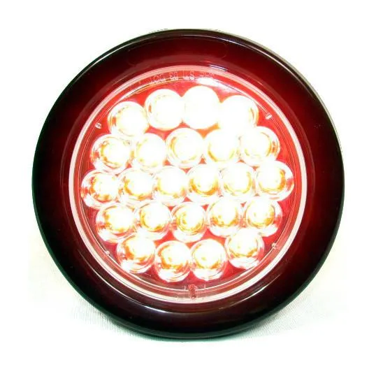 4" Red Round Tail/Stop/Turn Led Light With 24 Leds And Clear Lens | F235109