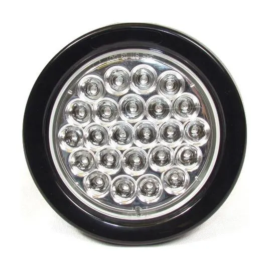 4" Red Round Tail/Stop/Turn Led Light With 24 Leds And Clear Lens | F235109