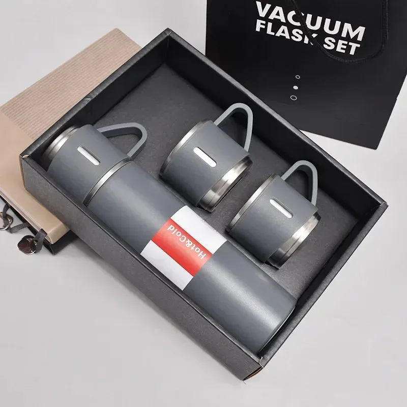 500ML Stainless Steel Vacuum Flask, with two cups Set - Elegant and Versatile