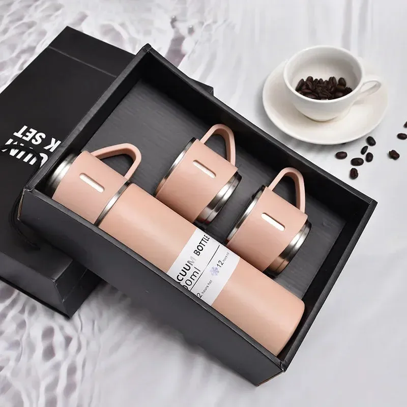 500ML Stainless Steel Vacuum Flask, with two cups Set - Elegant and Versatile