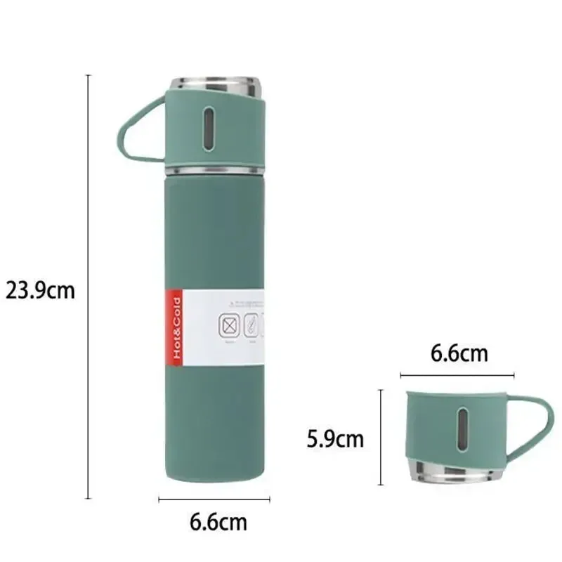 500ML Stainless Steel Vacuum Flask, with two cups Set - Elegant and Versatile