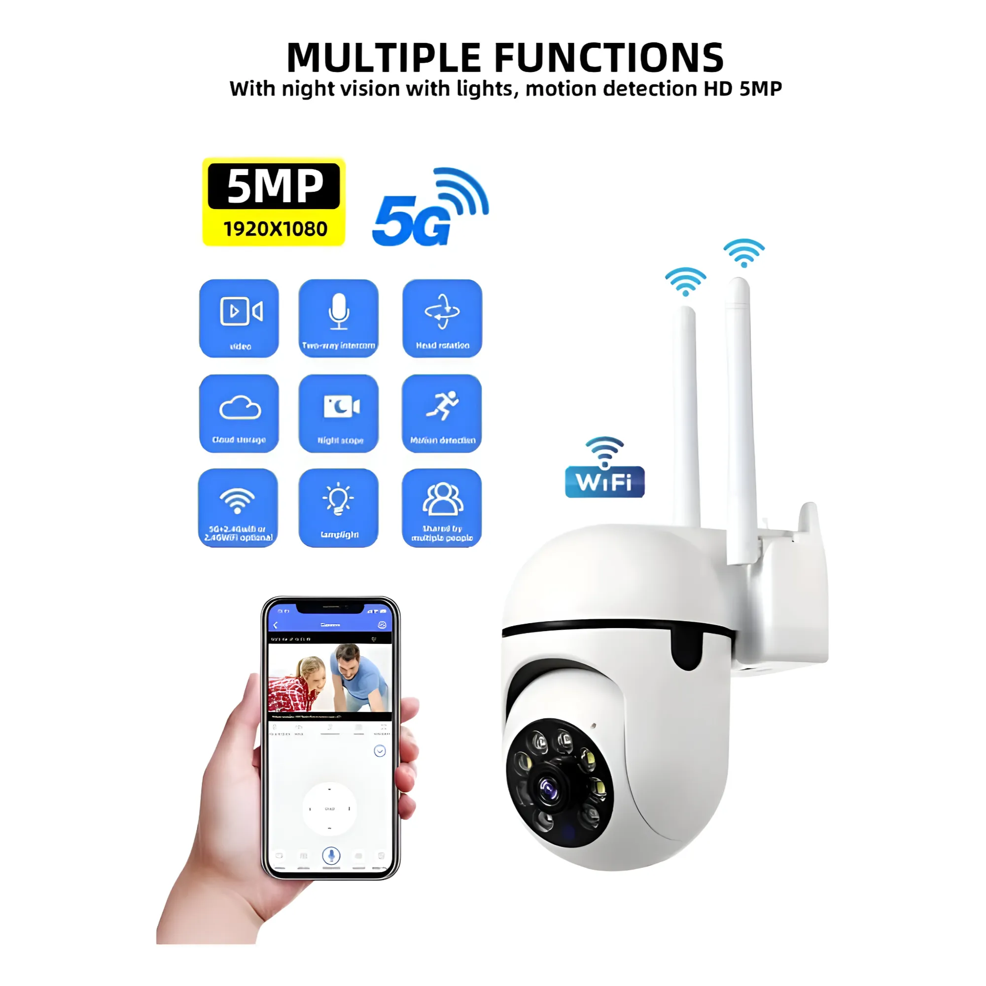 5G-Enabled Yoose App-Compatible Waterproof Outdoor WiFi Surveillance Camera