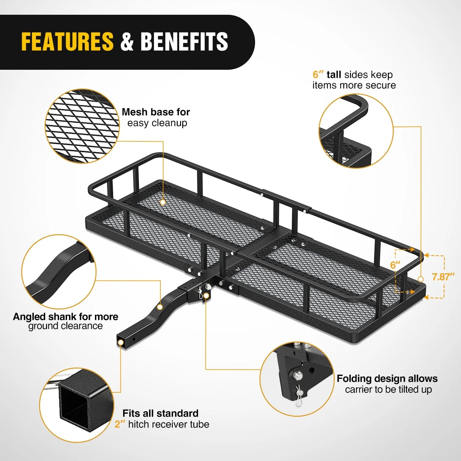 60 x 20 x 7.87 Inch Hitch Cargo Carrier