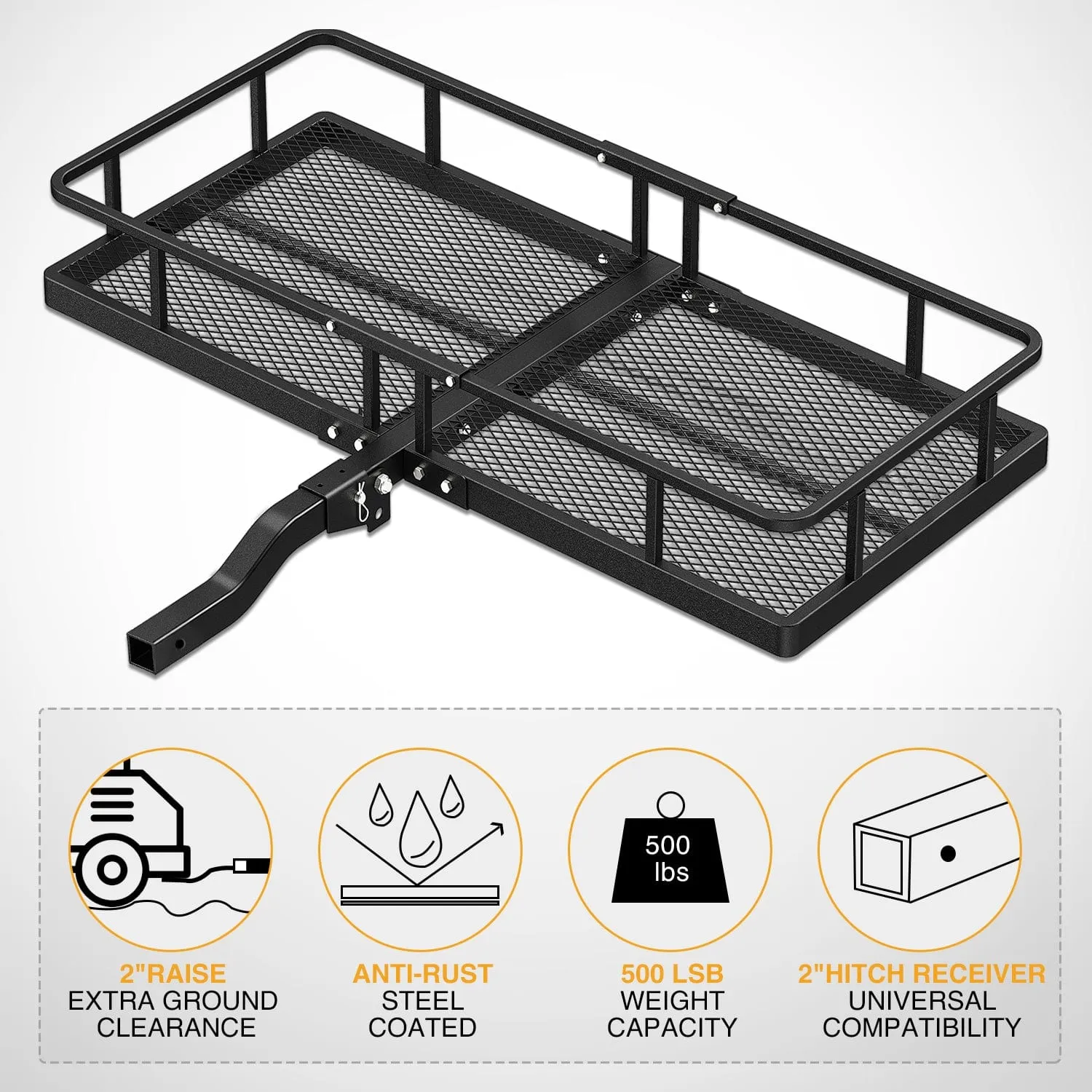 60 x 24 x 7.87 Inch Hitch Cargo Carrier & 5/8Inch Hitch Pin Clip Fits 2-Inch Receiver
