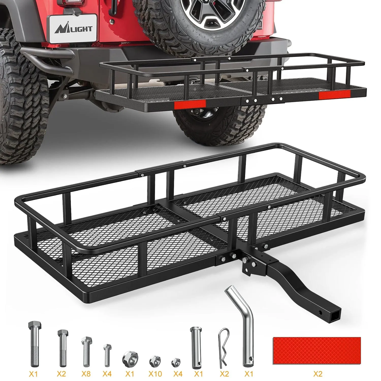 60 x 24 x 7.87 Inch Hitch Cargo Carrier & 5/8Inch Hitch Pin Clip Fits 2-Inch Receiver