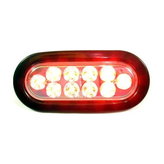 6" Red Oval Marker/Tail/Stop/Turn Led Light With 10 Leds And Clear Lens | F235186