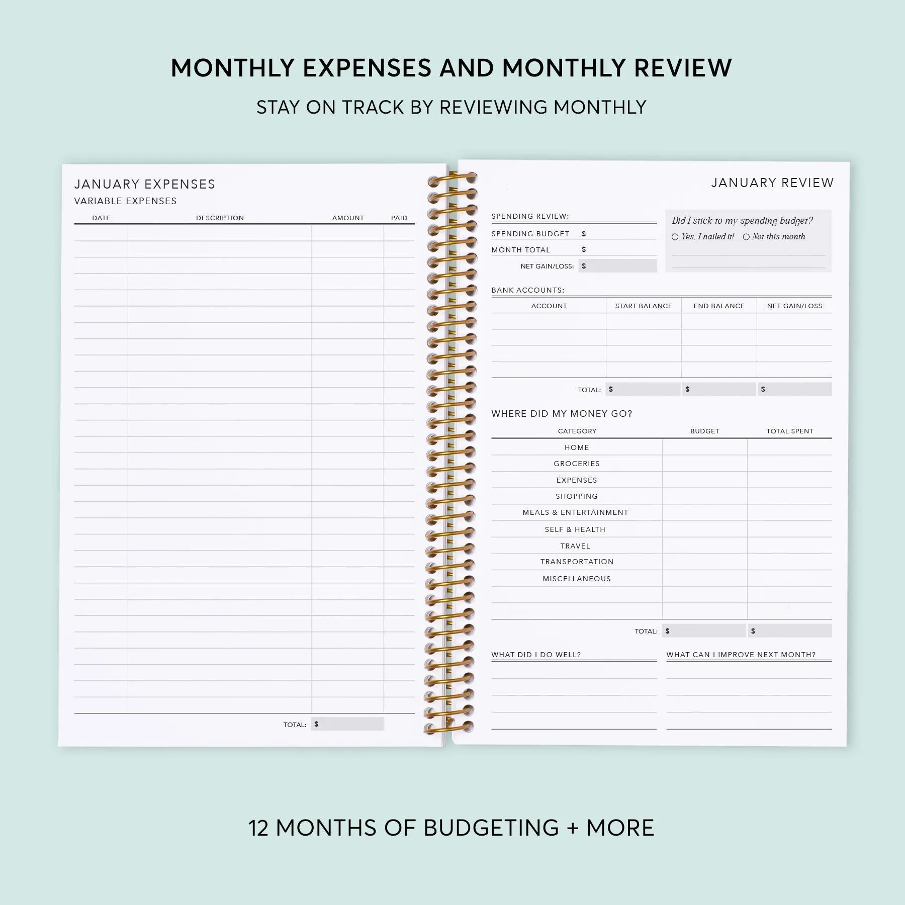 6x9 Budget Planner - Abstract Florals Green Multicolor