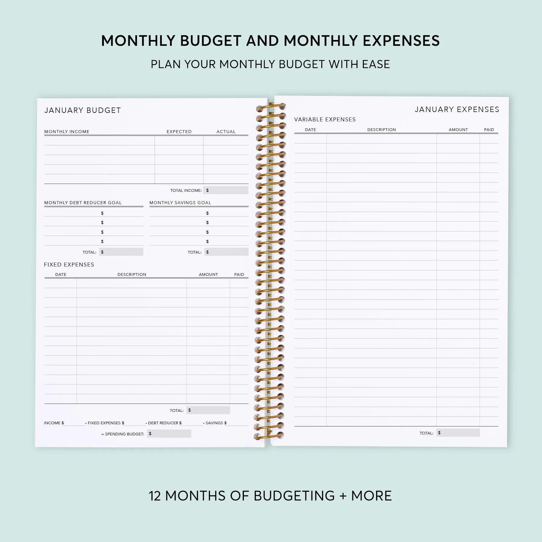 6x9 Budget Planner - Abstract Florals Green Multicolor