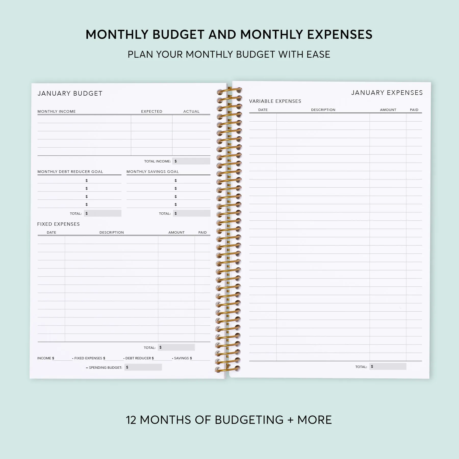 6x9 Budget Planner - Abstract Florals Green
