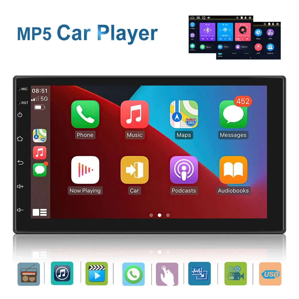 7-inch Car Radio Wired Carplay MP5 Player Universal GPS Bluetooth