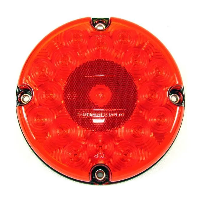 7" Red Round Tail/Stop/Turn Led Bus Light With 17 Leds And Red Convex Dot Lens | F235308