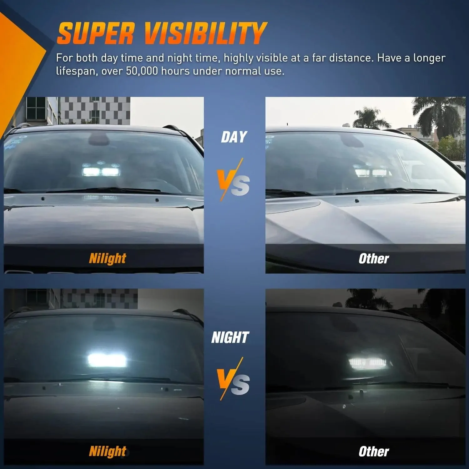 8 Inch 16 Leds Windshield Hazard White Strobe Light