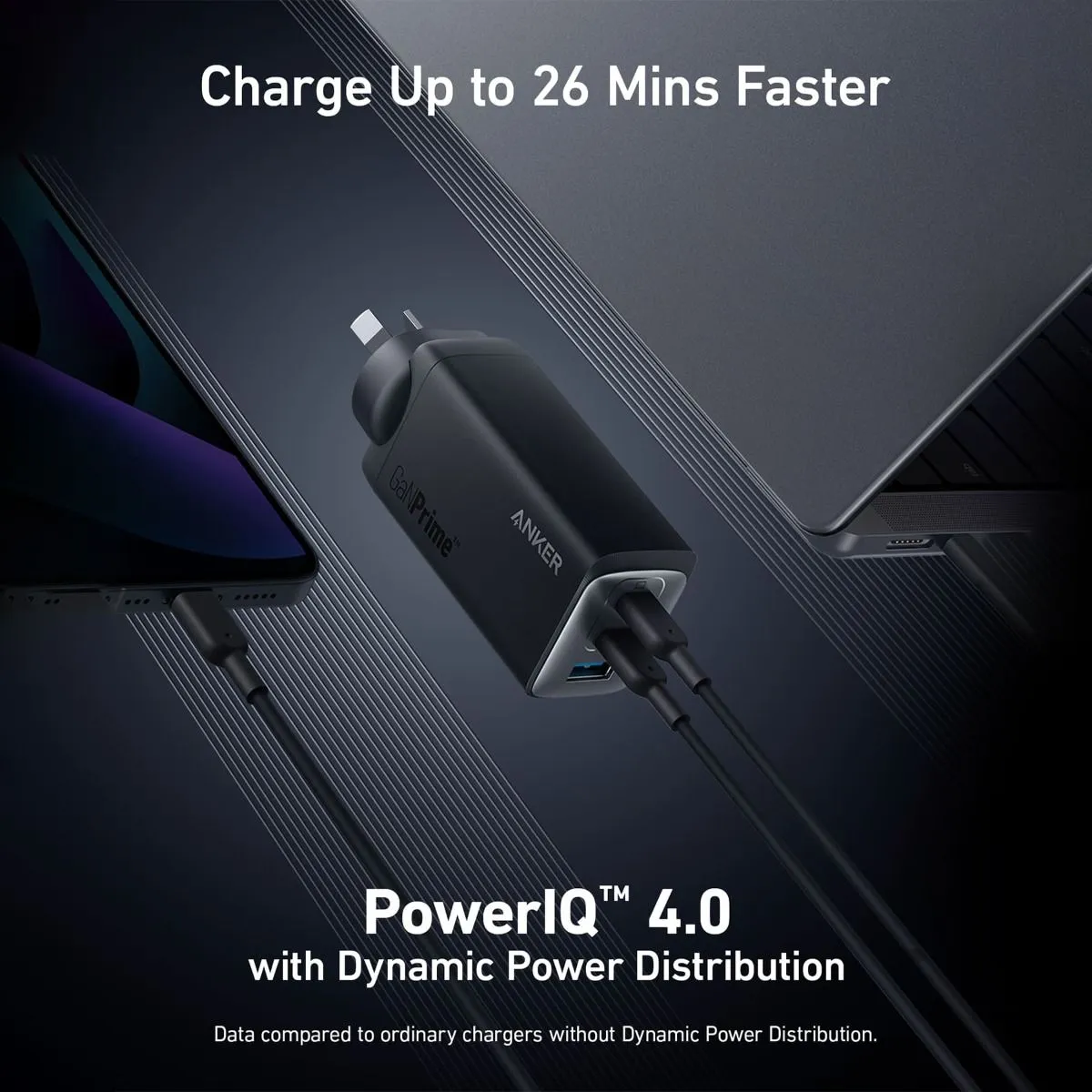 Anker GaNPrime 120W 3-Port Wall Charger with USB-C to USB-C Cable (Black)