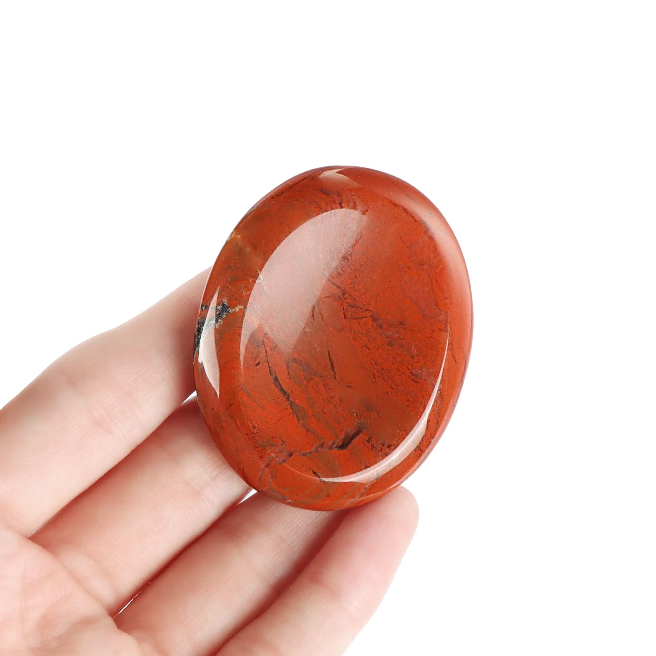 Artistone 2" Red Jasper Thumb Worry Stone Healing Crystal Polished Chakra Pocket Palm Stone for Anxiety Stress Relief Meditation