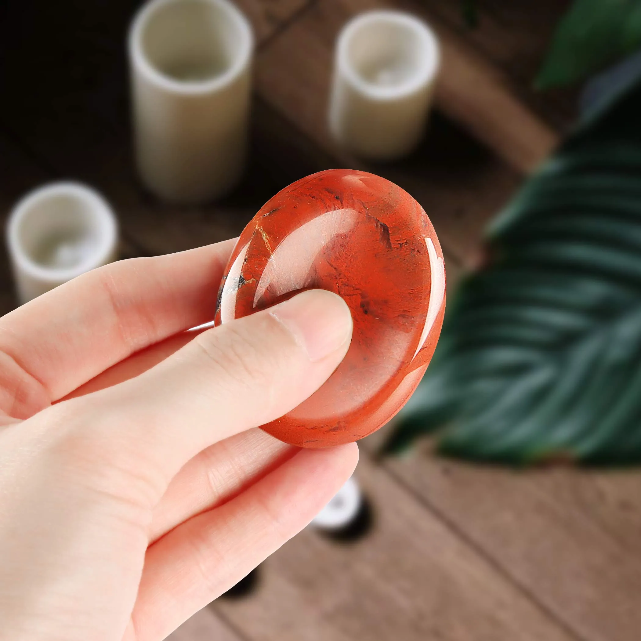 Artistone 2" Red Jasper Thumb Worry Stone Healing Crystal Polished Chakra Pocket Palm Stone for Anxiety Stress Relief Meditation