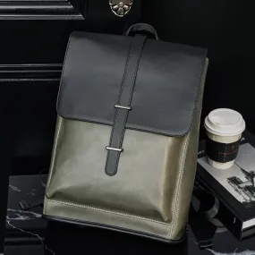 Back to school Men's Soft PU Double Shoulder Backpack Korean Fashion Trendy Casual Large-capacity Travel Backpack Business Laptop Backpack