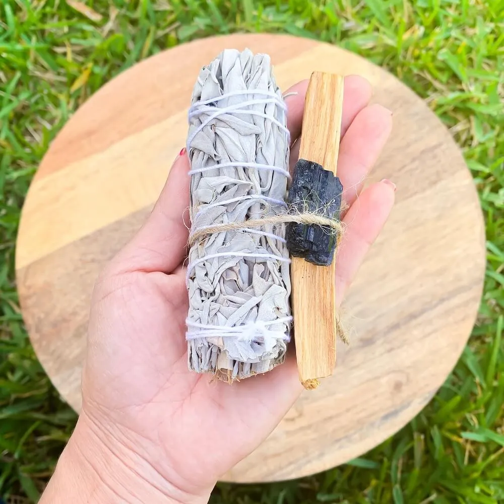 Black Tourmaline Energy Cleansing Smudge Kit with Tourmaline