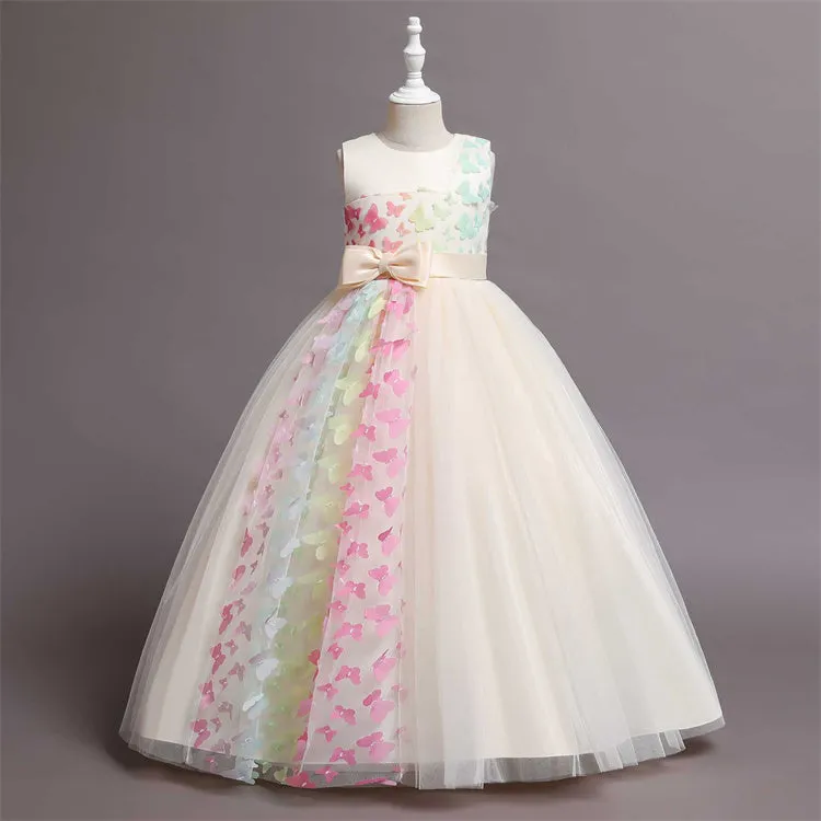 C259 Outong Yoliyolei Hot Sale Bow Flower Performance Puffy Princess Girls Dresses For Kids Party Wear