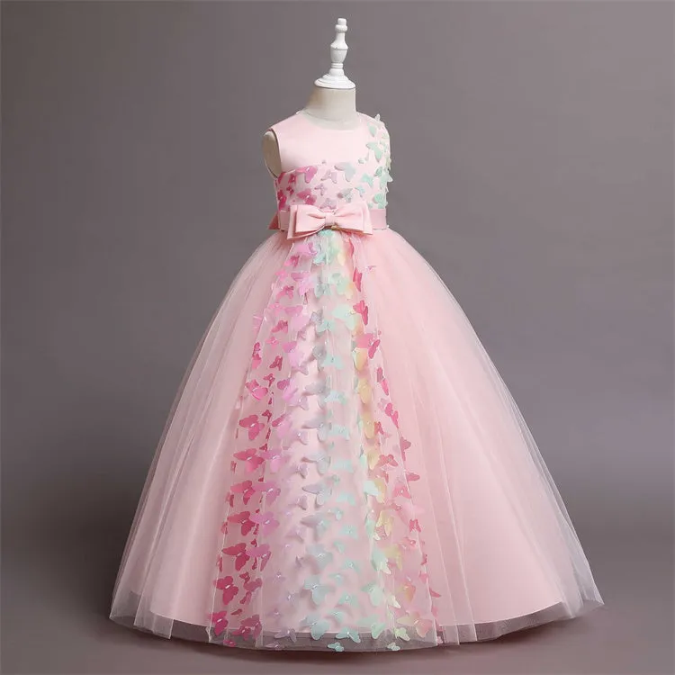 C259 Outong Yoliyolei Hot Sale Bow Flower Performance Puffy Princess Girls Dresses For Kids Party Wear