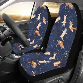 Cats in Space Car Seat Covers for Vehicle 2 pc Set, Animal Pet Cute Print Pattern Front Gift Women Protector Accessory SUV Decoration