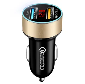 Color: Gold QC3.0 2.4A - LED digital display car charger