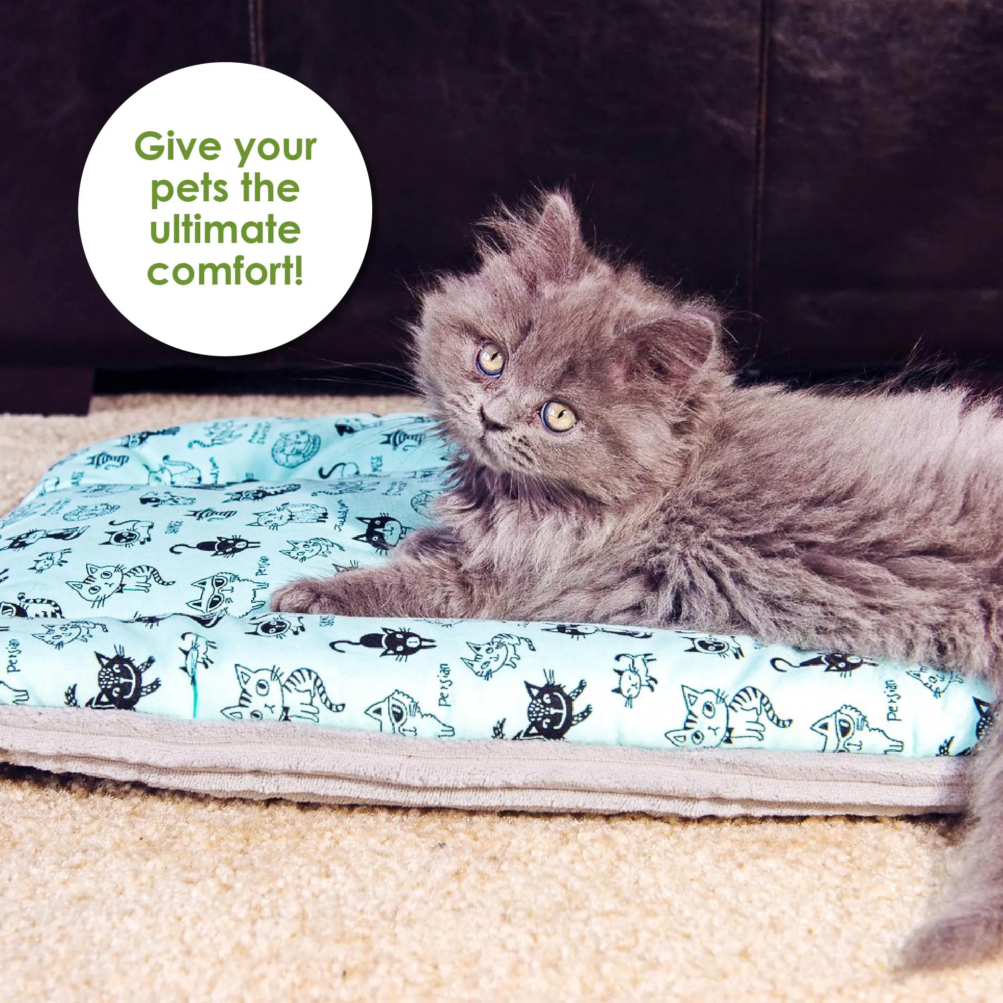 Comfy Mat Pet Bed: Breathable Cotton, Reversible & Cooling Side for Hot Days, Velvety Side for Cold Days, Angel Hair Fiber, Handmade Stitching, Perfect for Crates & Travel, for Small Animals