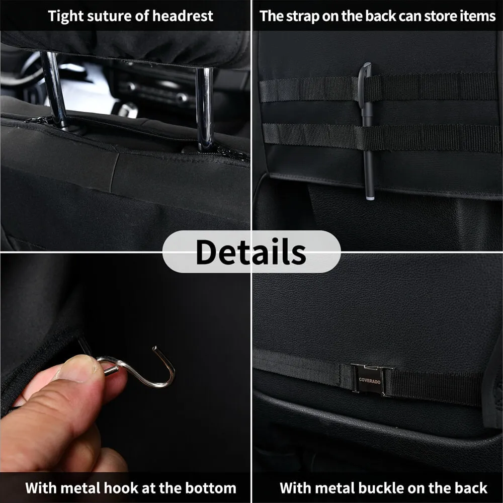 Coverado 2-Pack Canvas Front Car Seat Covers Universal Fit Auto Seat Protectors for Kids & Dogs