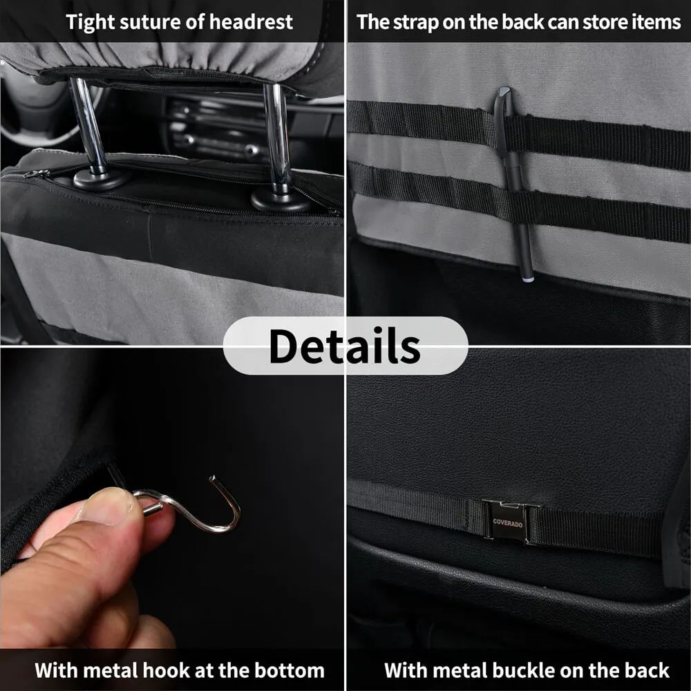 Coverado 2-Pack Canvas Front Car Seat Covers Universal Fit Auto Seat Protectors for Kids & Dogs