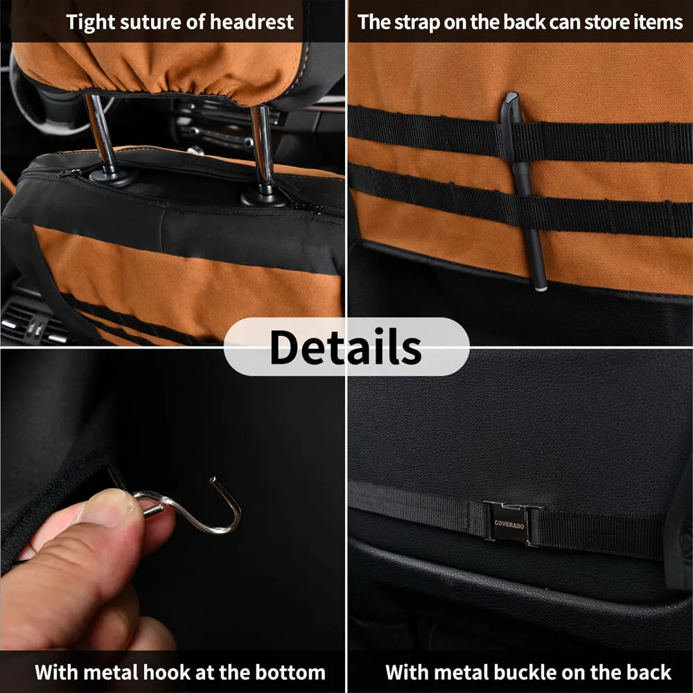 Coverado 2-Pack Canvas Front Car Seat Covers Universal Fit Auto Seat Protectors for Kids & Dogs