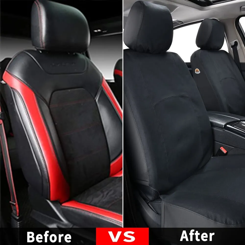 Coverado 2-Pack Canvas Front Car Seat Covers Universal Fit Auto Seat Protectors for Kids & Dogs