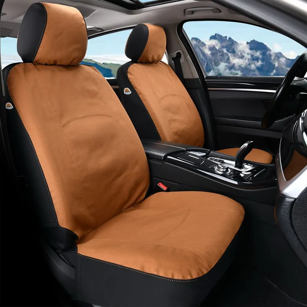 Coverado Canvas Front Rear Car Seat Covers Universal Fit Auto Seat Protectors for Kids & Dogs