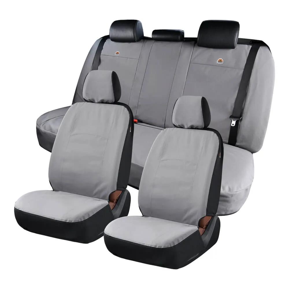 Coverado Canvas Front Rear Car Seat Covers Universal Fit Auto Seat Protectors for Kids & Dogs
