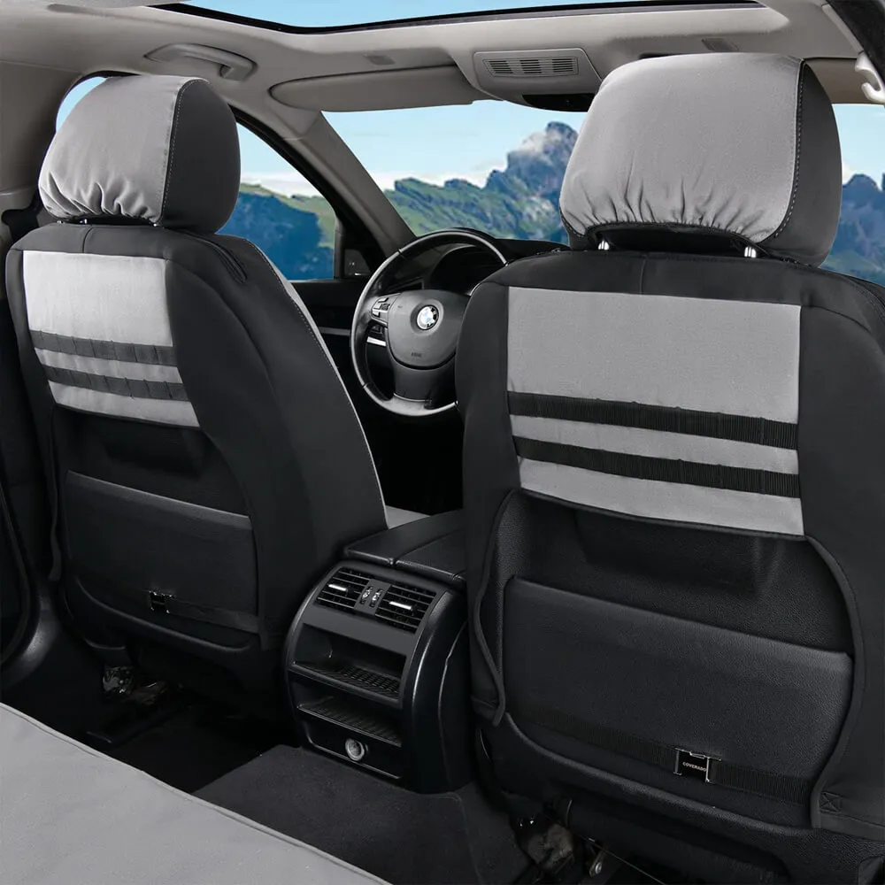 Coverado Canvas Front Rear Car Seat Covers Universal Fit Auto Seat Protectors for Kids & Dogs